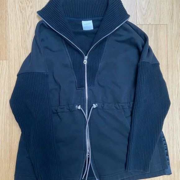 Varley Cotswold Longline Zip-Through Sweat Cardigan jacket black small - Picture 2 of 4
